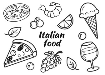Italian food icon set Vector