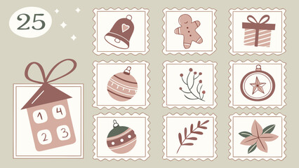 Christmas holiday icons and stamps Vector