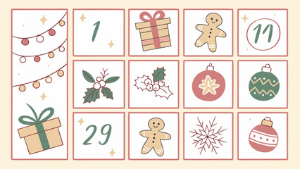 Christmas advent calendar illustration Vector