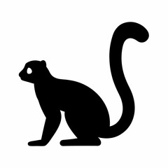 Silhouette of a black arboreal mammal with a long prehensile tail