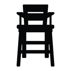 Silhouette lifeguard chair on a white background conveys beach safety vibes