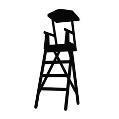 Silhouette of guard tower with observation deck and crisscross leg supports