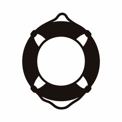 Iconic Black and White Life Preserver Symbol with Square Detailing Element