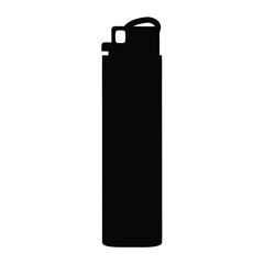 Silhouette of cigarette lighter for design use- Black silhouette of an open cigarette lighter, useful for icons, graphic design, product mockups, and search queries about flame tools