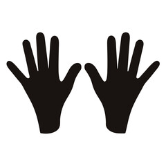 Two Simple Black Human Handprints on White Background Representing Touch and Connection