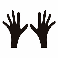 Two Black Hands Silhouettes with Five Fingers Each on White Background