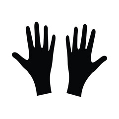 Obraz premium Two hands, open palms facing up, minimalist illustration, black silhouette on white