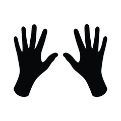 Two black hand silhouettes on a white background, symbol of helping hand