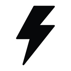 Simple, powerful lightning bolt icon in black against white background illustration