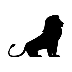 Majestic Lion Silhouette Seated Profile, Symbol of Strength and Royalty