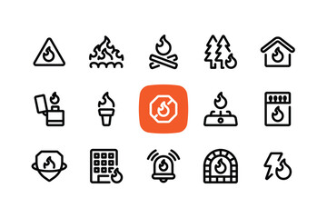 Outline fire icon design set