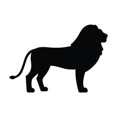 Silhouette of majestic lion standing tall, representing strength and resilience in black