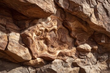 Swirled sandstone rock wall with sculpted natural curves and desert textures