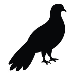 Black silhouette of a dove or pigeon on a white background illustration