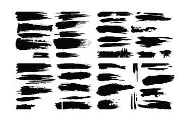 Abstract Black Paint Brush Stroke Collection for Modern Graphic Design, Branding, Logo Creation, Poster, Social Media Content, Artistic Texture, Grunge Effect and Creative Background