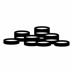 Stack of black and white circular coins arranged in a random pile