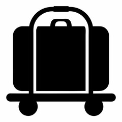 Black and white luggage trolley with a carry on suitcase in it