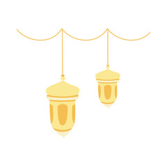Golden Hanging Lantern Pair