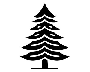 Christmas tree silhouette, icon isolated on white background, type 9