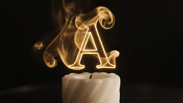 Celebration Candle with Glowing Letter A.