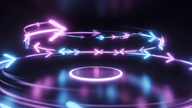 Neon Arrow Loops In Motion For Tech Visuals.