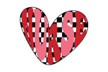 Retro Nurse Love Hearts Valentines EPS T-shirt Design
