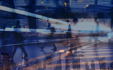 Urban Motion Blur Cityscape – Fast-Paced Modern City Life 