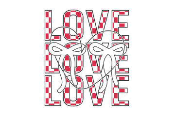 Retro Love Valentine Coquette Bow EPS T-shirt Design