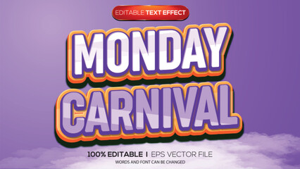 3d text effect monday carnival theme