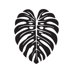 a monstera leaf a simple flat vector graphic logo