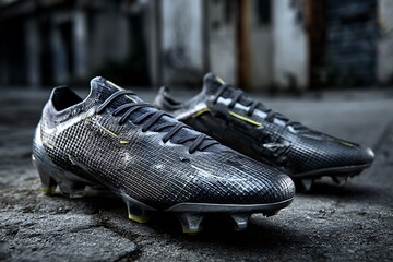 Stunning professional black soccer cleats with vibrant yellow accents ready for intense game day performance