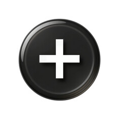 Fototapeta premium Glossy black button with a white plus symbol