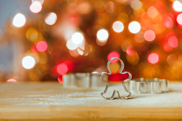 Christmas Baking Gingerbread Cookie Cutter with Festive Bokeh Lights