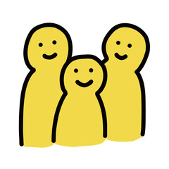 一人っ子と両親　3人家族｜手描きイラストアイコン｜手描きイラストアイコン