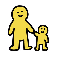 子供の手を引く大人　親子｜手描きイラストアイコン