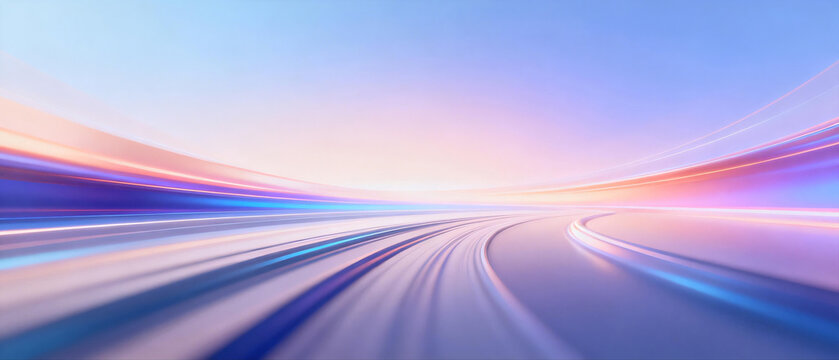 Pink-blue light stream trail, dynamic & future scene