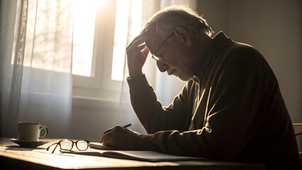 old man suffering from headache