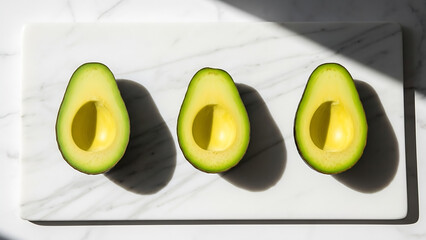 Three Perfect Avocado Halves: Healthy Fats & Guacamole Ingredient