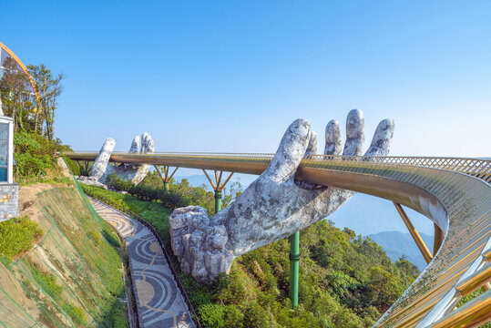 da nang ,VIETNAM- May 03:The most beautiful Viewpoint golden Bridge in da nang,vietnam,hill station and resort located in the Mountains west of the city of Da Nang, in central Vietnam.
