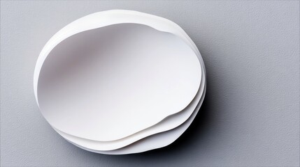 Abstract White Paper Sculpture on Gray Background