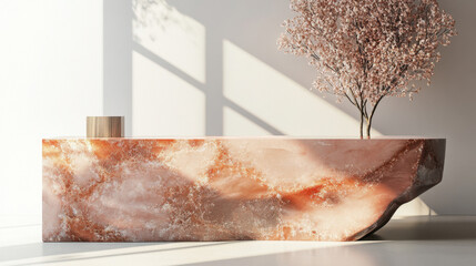 Real estate office reception counter mockup front interior registration copy space desk design indoor decoration front view decoration three-dimensional