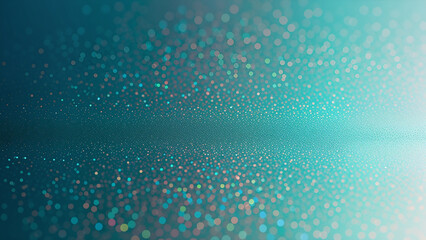 Abstract shimmering bokeh lights in deep blue and teal gradient background