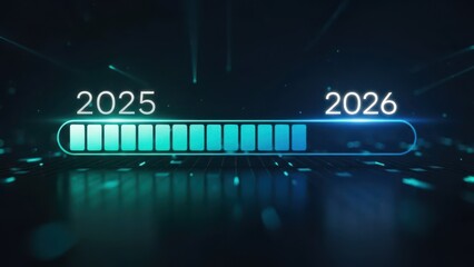 New year countdown progress bar loading from 2025 to 2026
