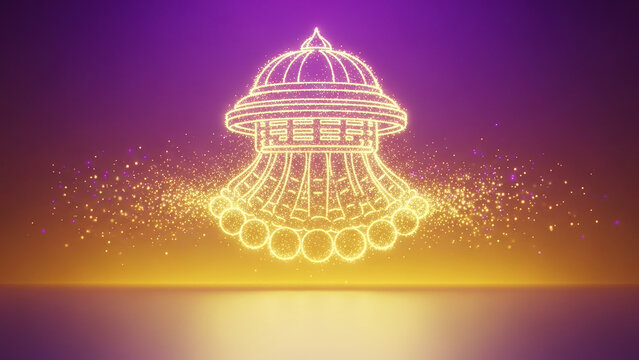 Thaipoosam theme, purple gold gradient, kavadi outline with soft particles