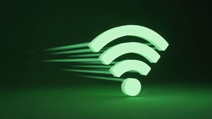 Glowing wifi symbol with motion blur on dark surface