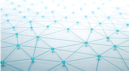 Stunning abstract network grid with glowing blue nodes symbolizing global connection and digital data flow