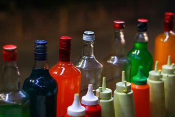 Colorful ice cola Drink Bottles in a Row