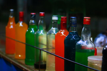 Colorful ice cola Drink Bottles in a Row