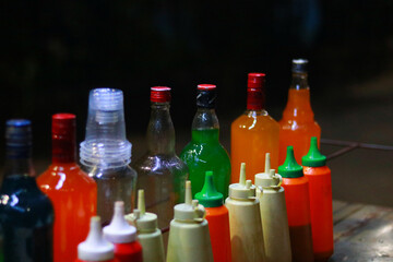 Colorful ice cola Drink Bottles in a Row