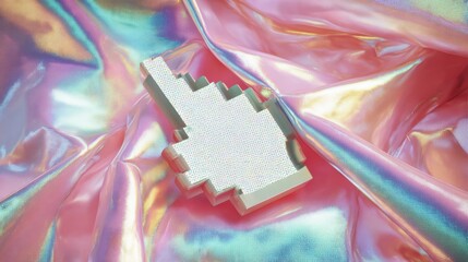 Digital age cursor on a rainbow fabric is an interesting design choice.